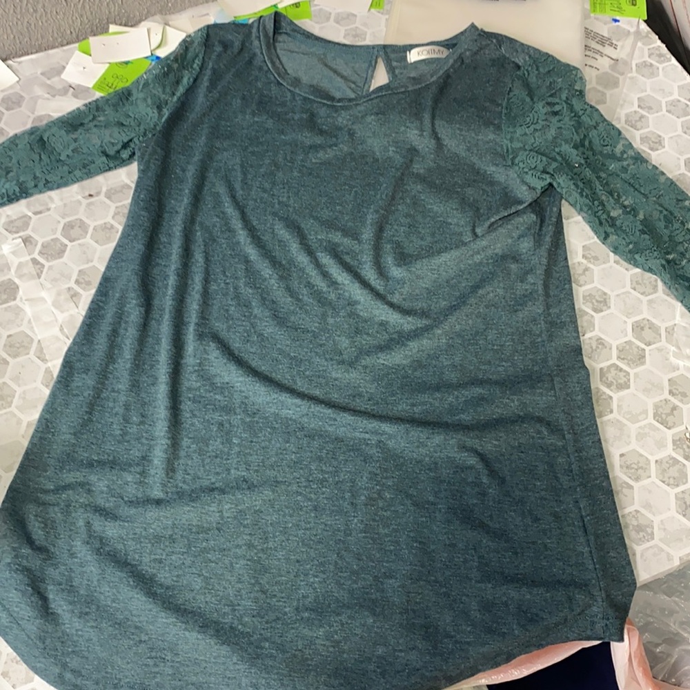 Koitmy Small Green 3/4 Lace Sleeve Dress